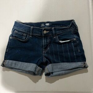 Dark Blue Denim Shorts stars and strips on front